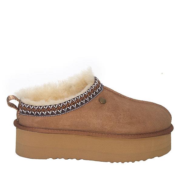 Jerena Platform Scuffs Chestnut-Brown
